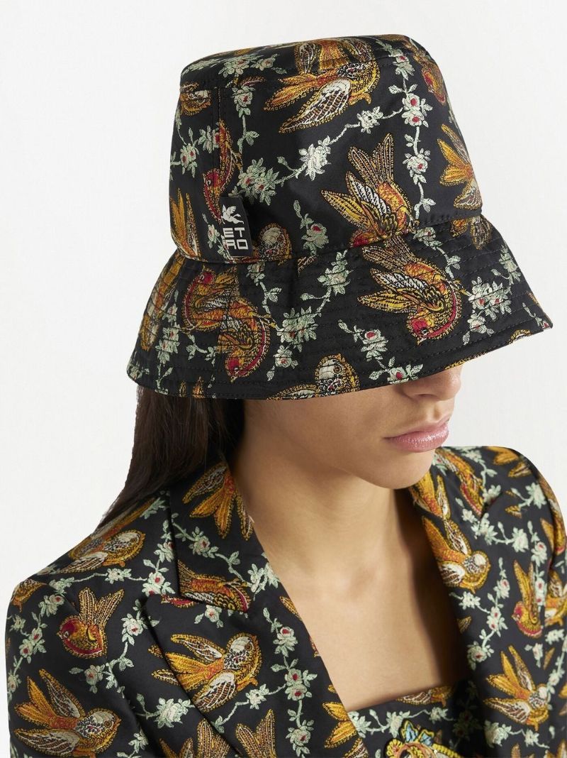 Black Bird Jacquard Bucket Hat