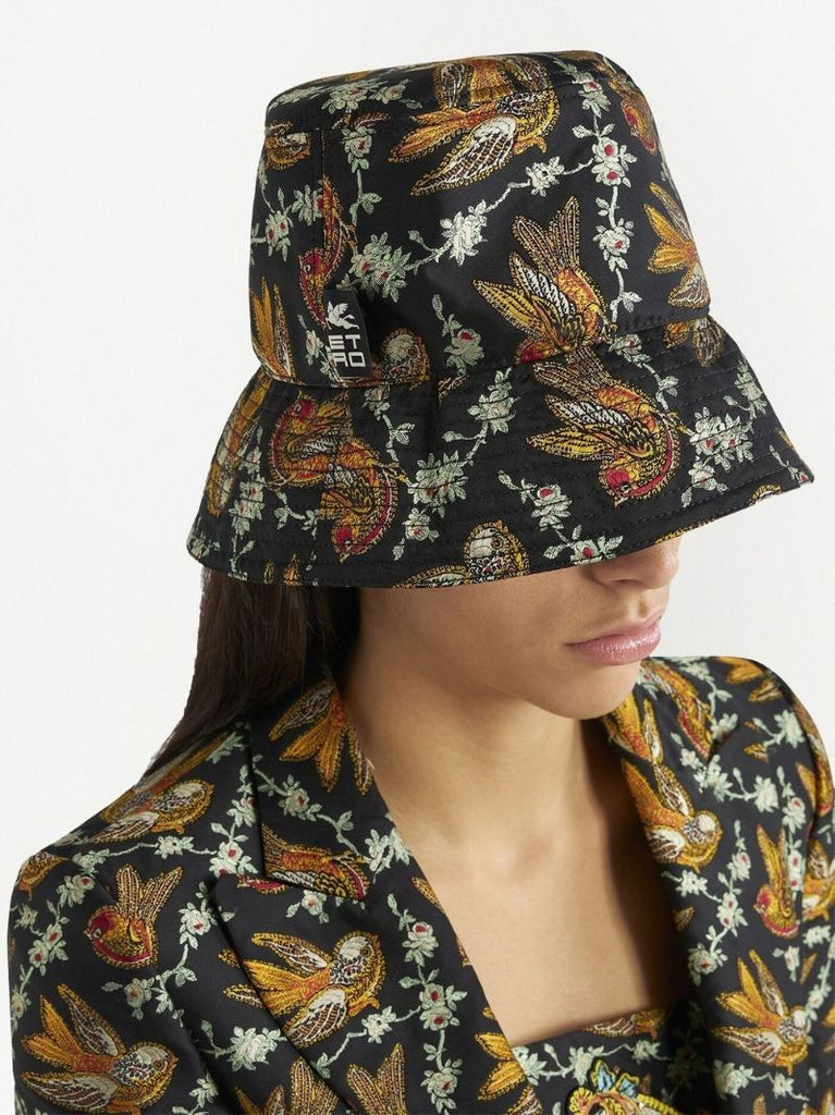 Black Bird Jacquard Bucket Hat