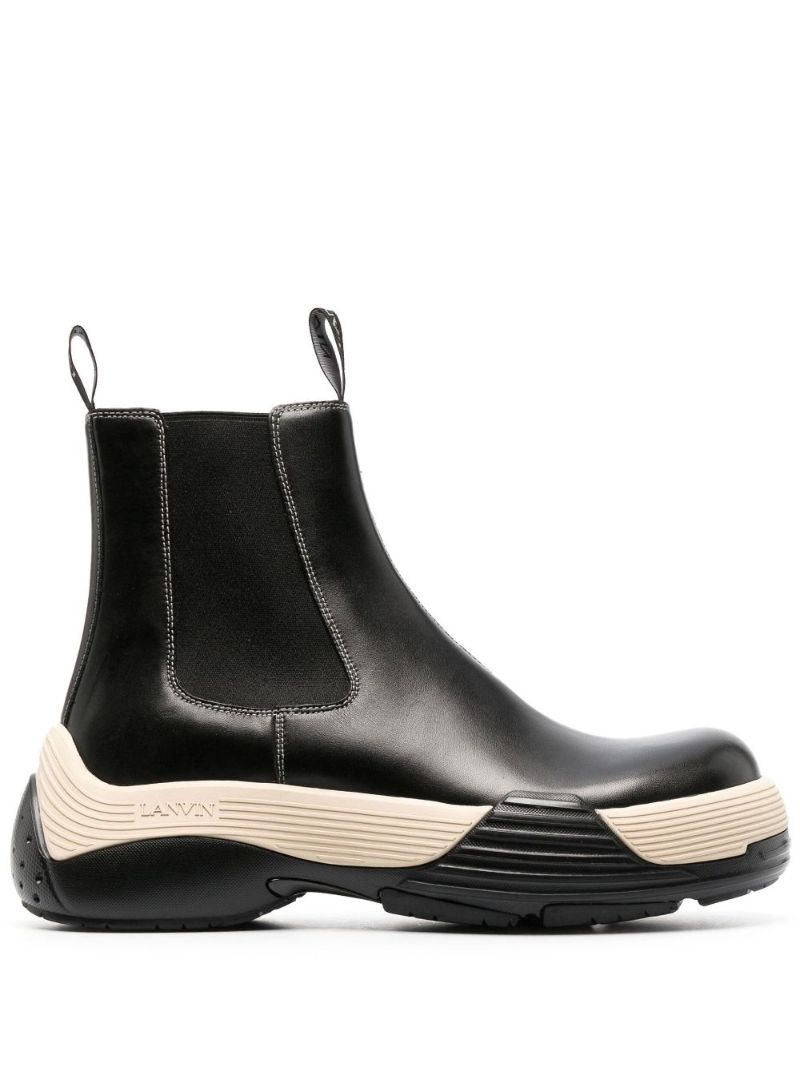 Black Flash-x Leather Chelsea Boots