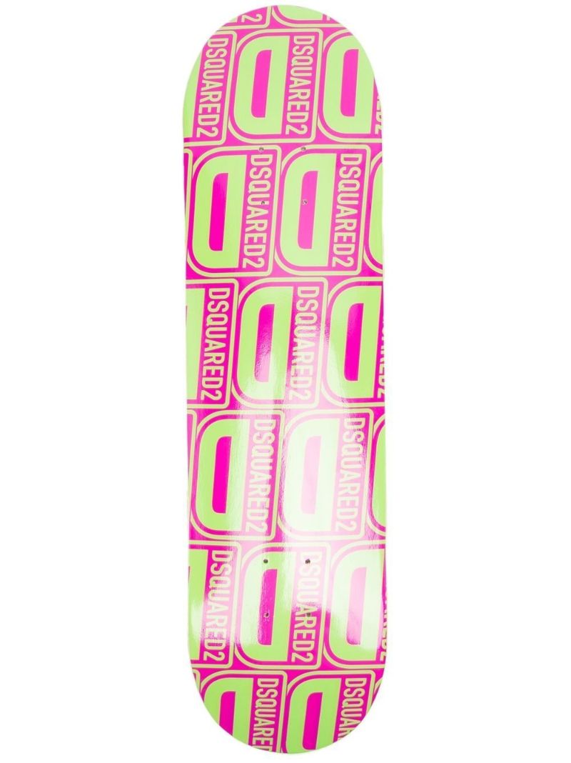 Green Logo Print Skateboard Deck