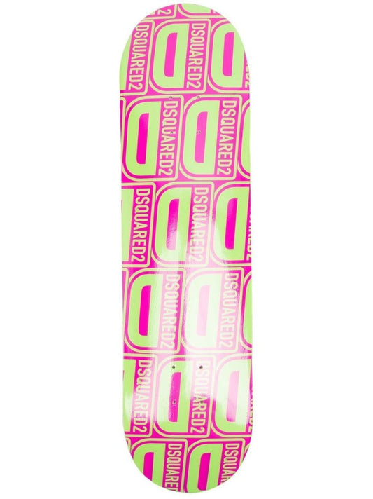 Green Logo Print Skateboard Deck