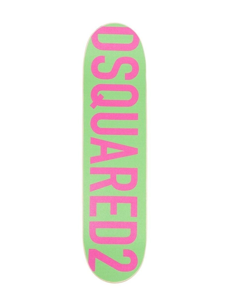 Green Logo Print Skateboard Deck