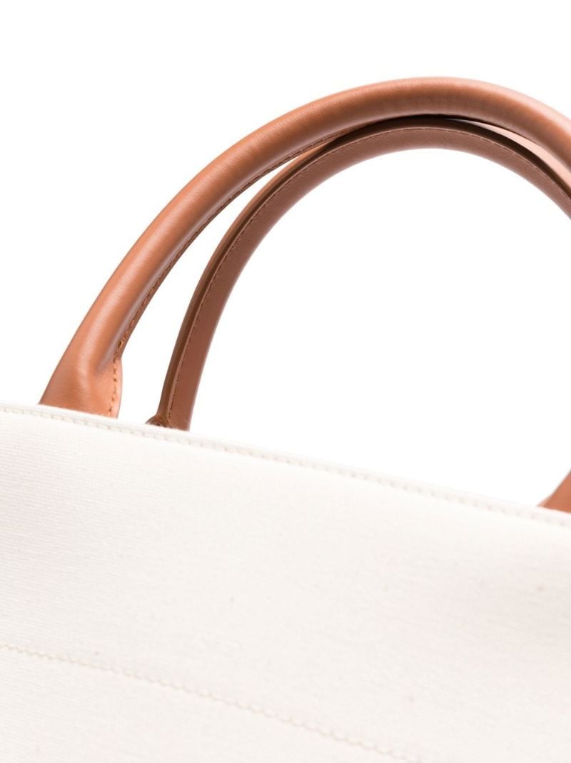 Neutral Logo Print Leather Tote Bag