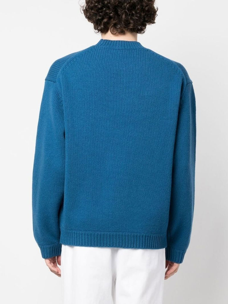 Blue Intarsia-knit Long Sleeve Jumper