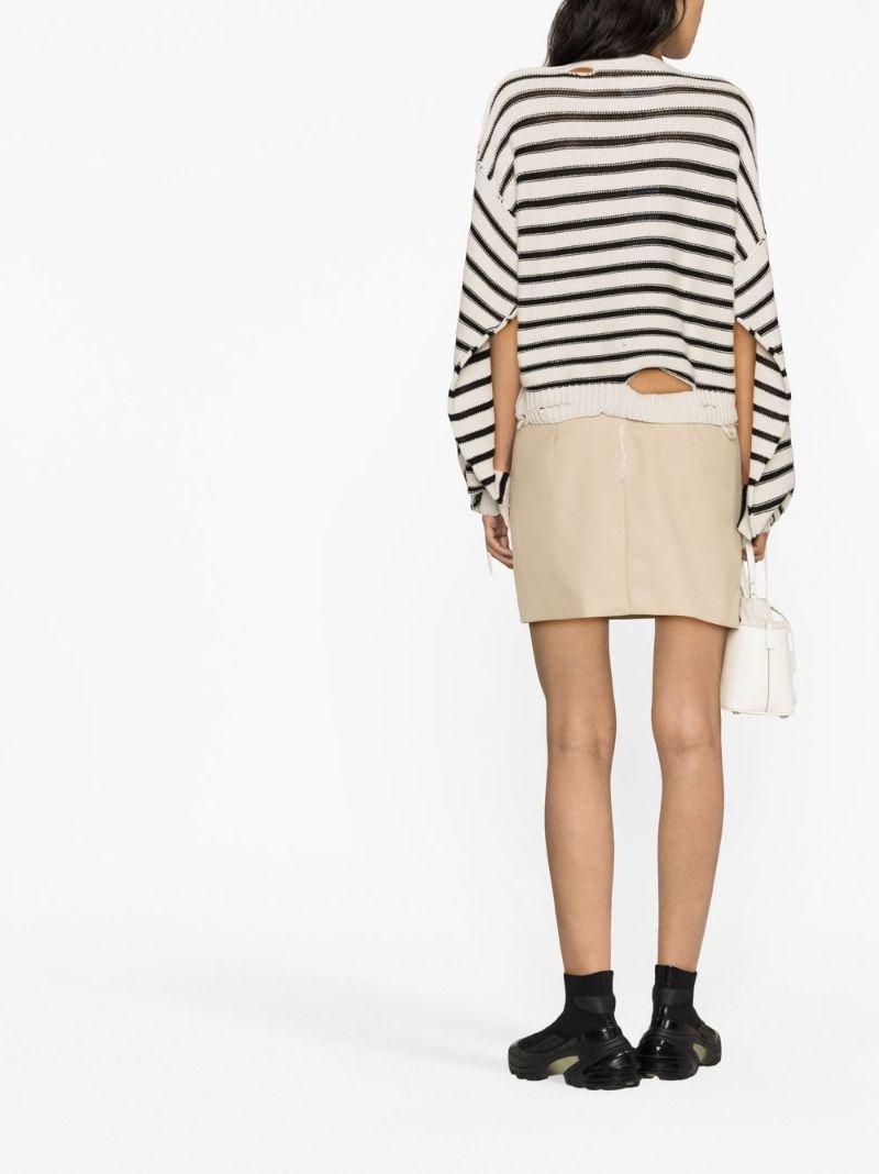Black Distressed Horizontal-stripe Jumper