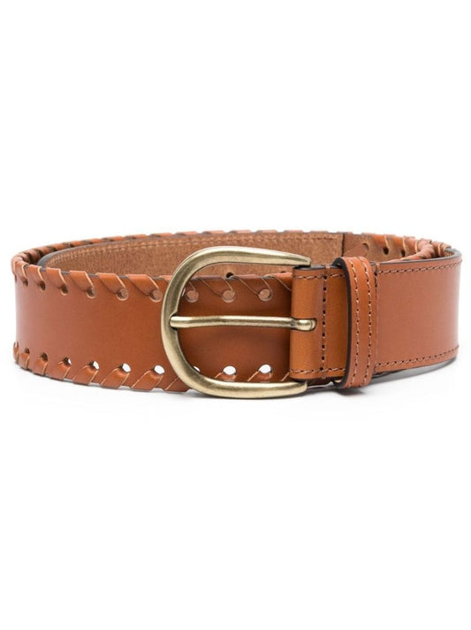 Brown Whipstitch Leather Belt