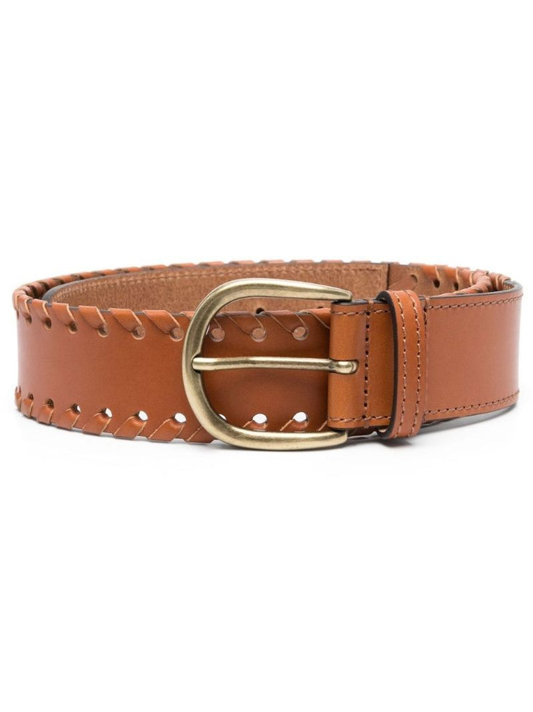 Brown Whipstitch Leather Belt
