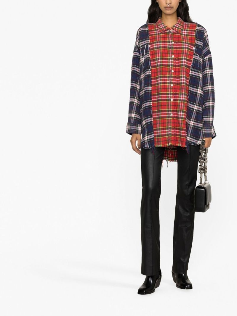 Blue Plaid Raw-cut Cotton Shirt