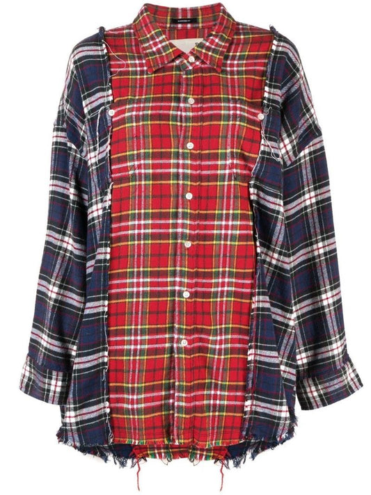 Blue Plaid Raw-cut Cotton Shirt