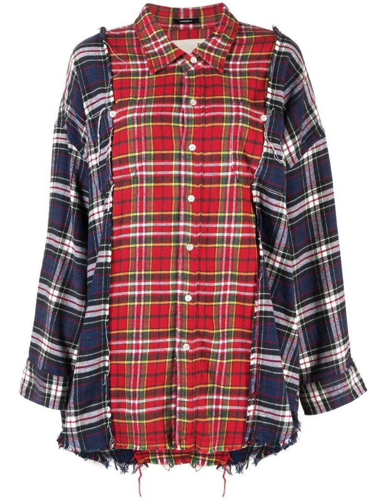 Blue Plaid Raw-cut Cotton Shirt