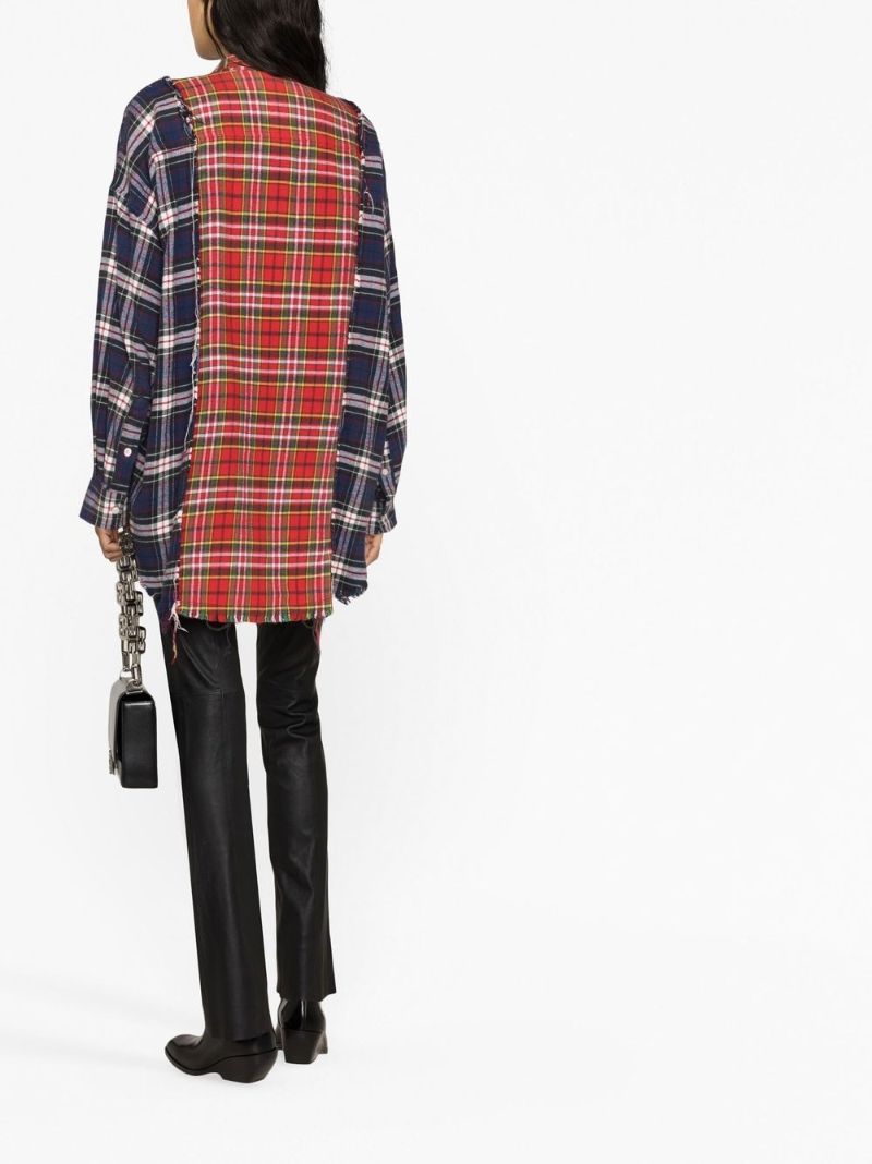 Blue Plaid Raw-cut Cotton Shirt