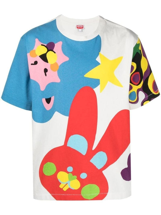 White Graphic-print Short Sleeve T-shirt