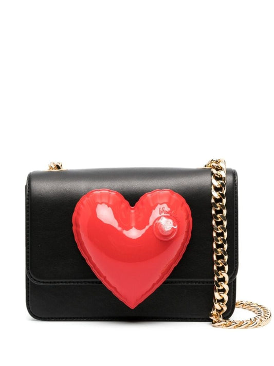 Black Inflatable-heart Embellished Shoulder Bag
