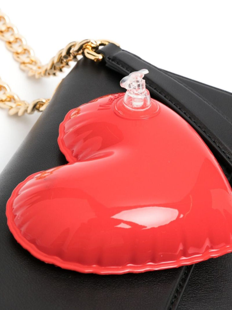Black Inflatable-heart Embellished Shoulder Bag