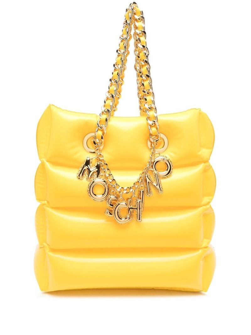 Yellow Logo-chain Padded Tote Bag