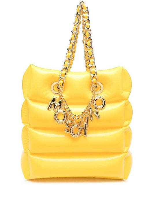Yellow Logo-chain Padded Tote Bag