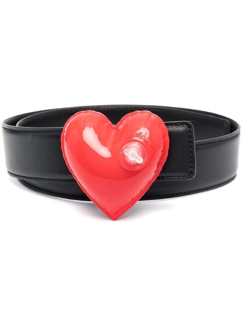 Black Inflatable Heart Leather Belt