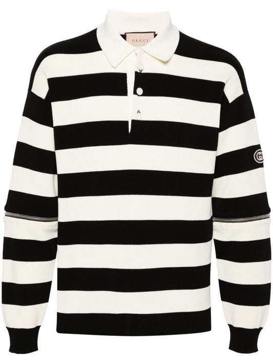 Black and White Convertible Polo Shirt