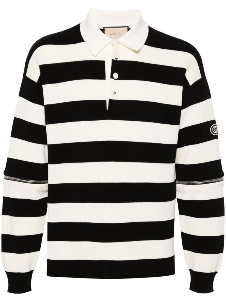 Black and White Convertible Polo Shirt