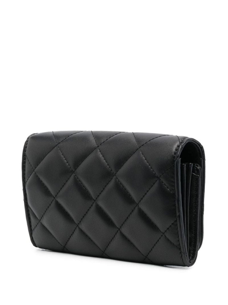 Black Quilted Studded Heart Cross Body Bag