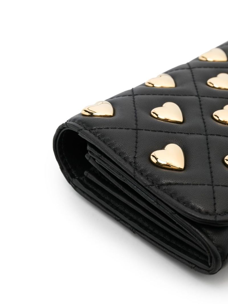 Black Quilted Studded Heart Cross Body Bag