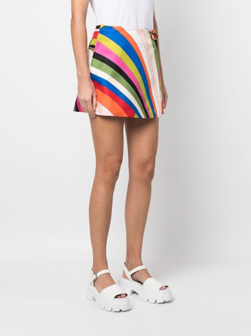 Multicolour Iride Print Wrap Mini Skirt