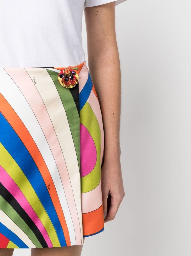 Multicolour Iride Print Wrap Mini Skirt