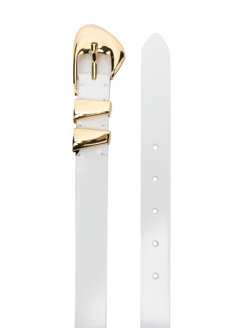 White Sculpted Buckle Leather Belt