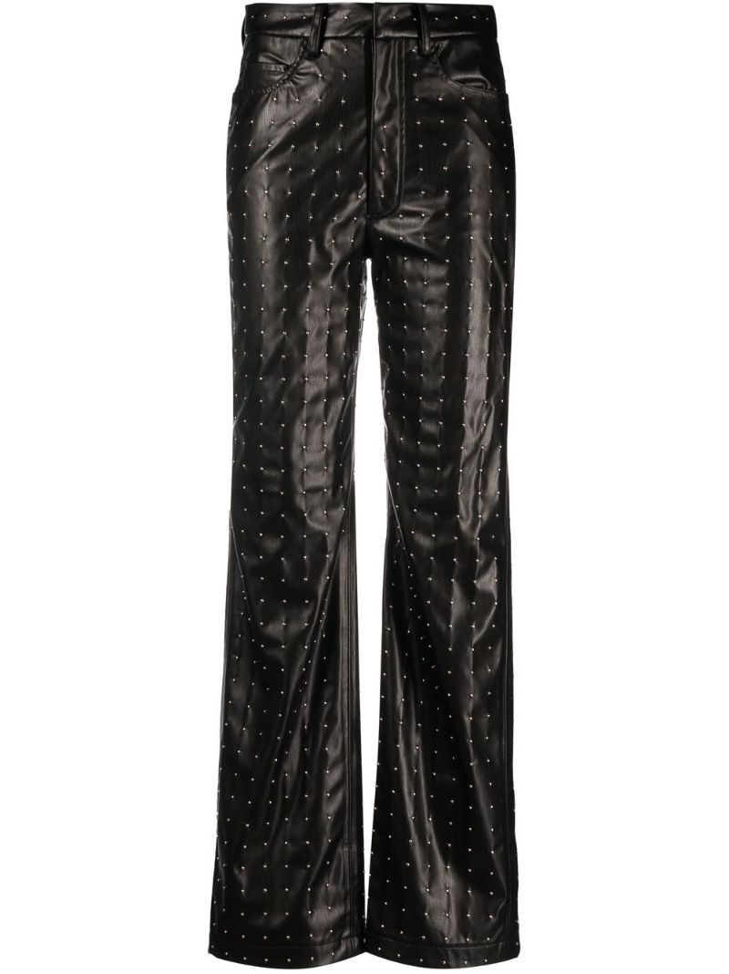 Black Studded Faux Leather Trousers
