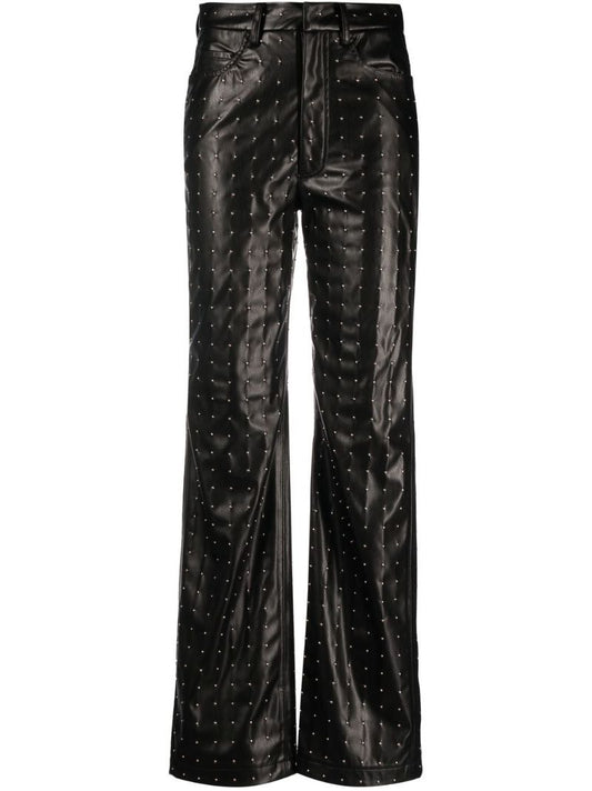 Black Studded Faux Leather Trousers
