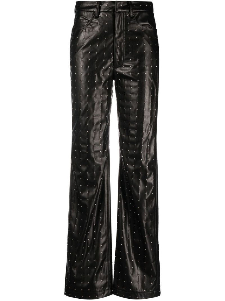 Black Studded Faux Leather Trousers