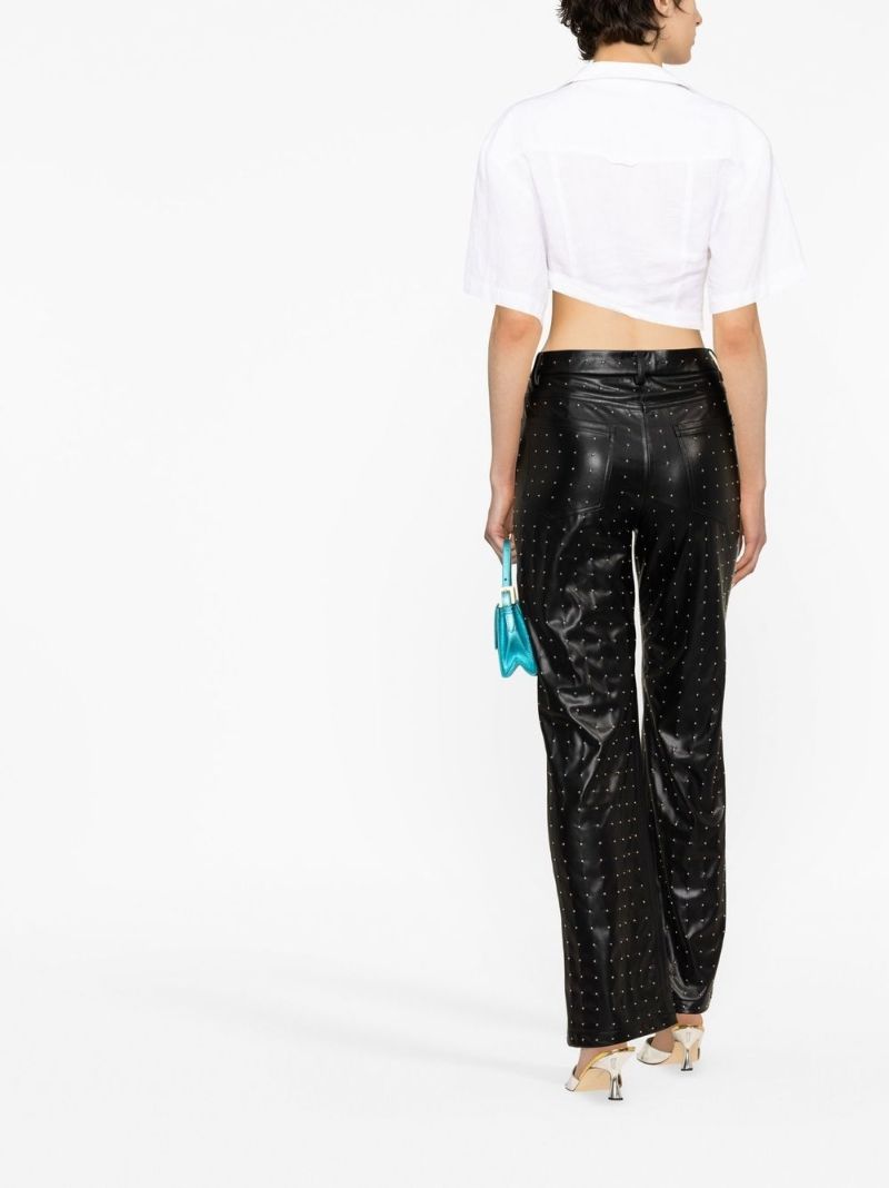 Black Studded Faux Leather Trousers