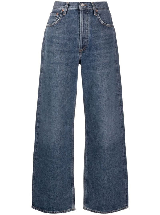 Blue  Low Slung Baggy Wide-leg Jeans