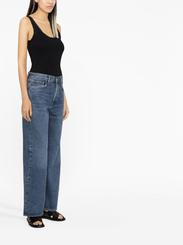 Blue  Low Slung Baggy Wide-leg Jeans