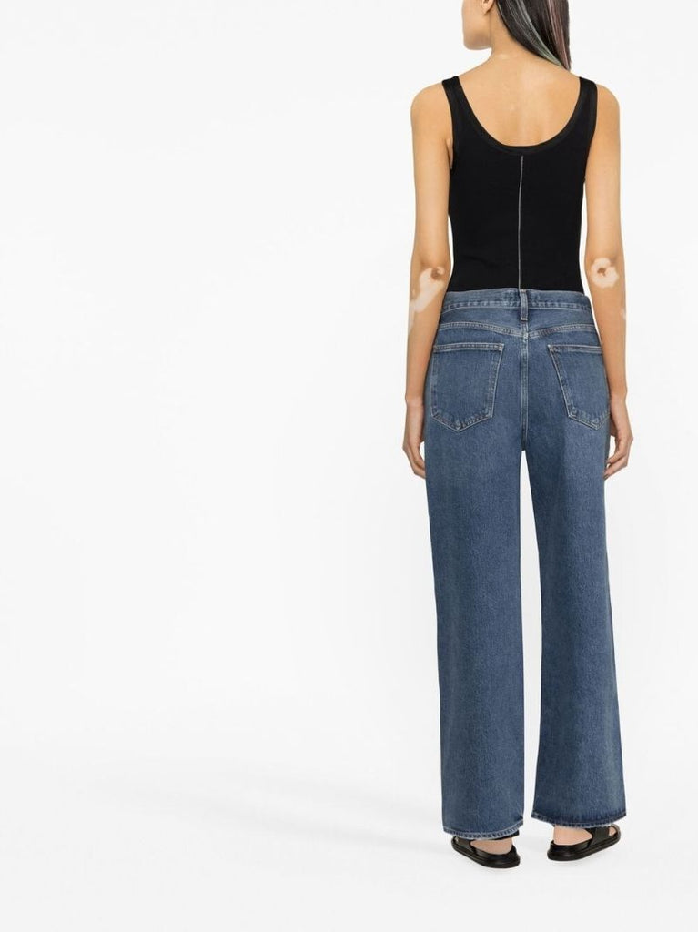 Blue  Low Slung Baggy Wide-leg Jeans