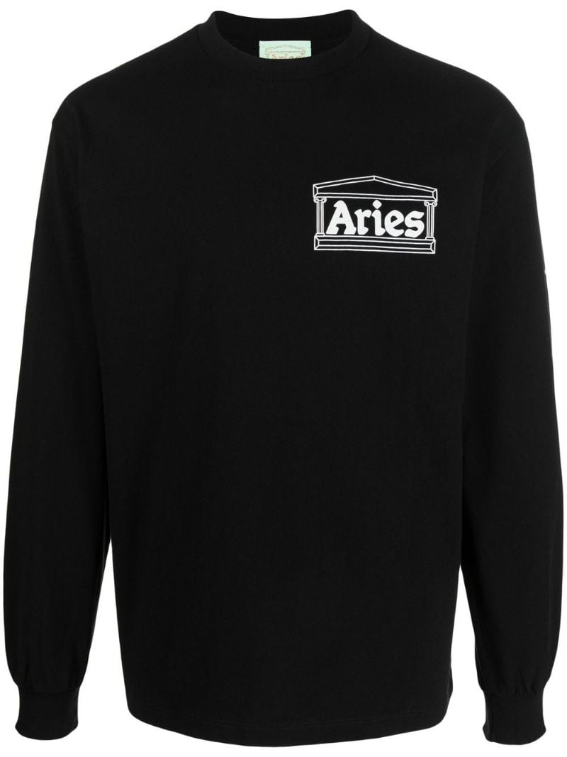 Black Temple Print Long Sleeve T-shirt