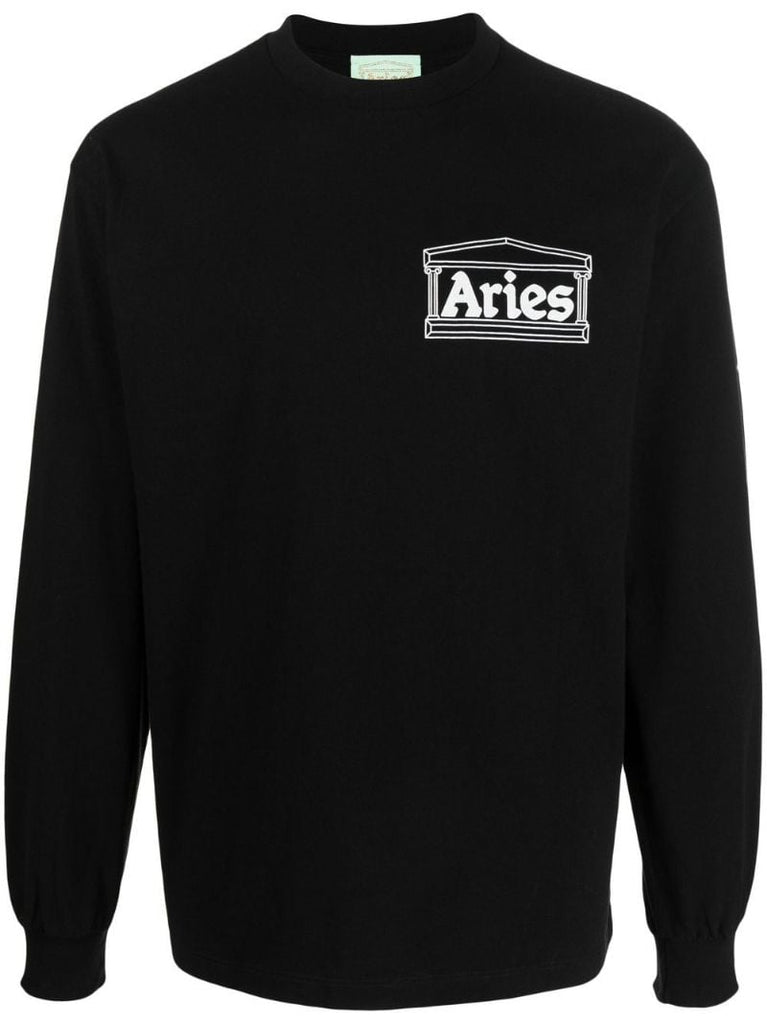 Black Temple Print Long Sleeve T-shirt