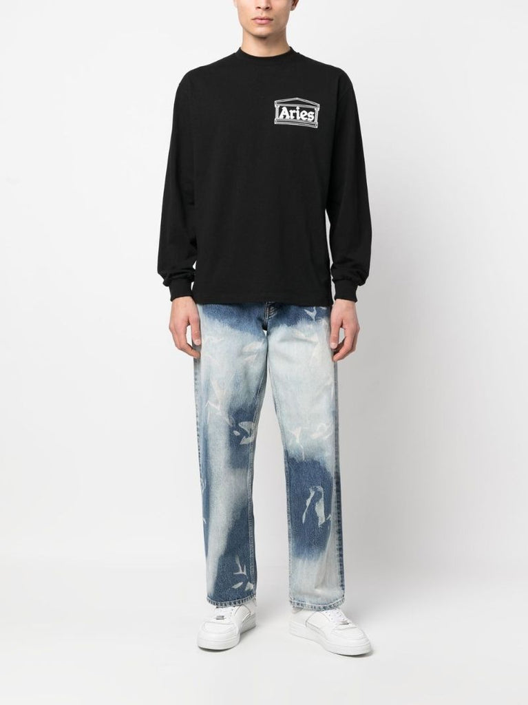 Black Temple Print Long Sleeve T-shirt