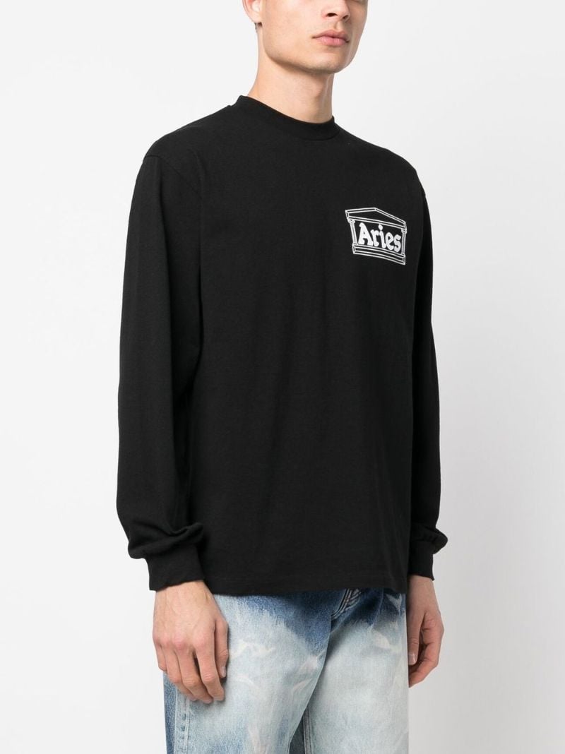 Black Temple Print Long Sleeve T-shirt
