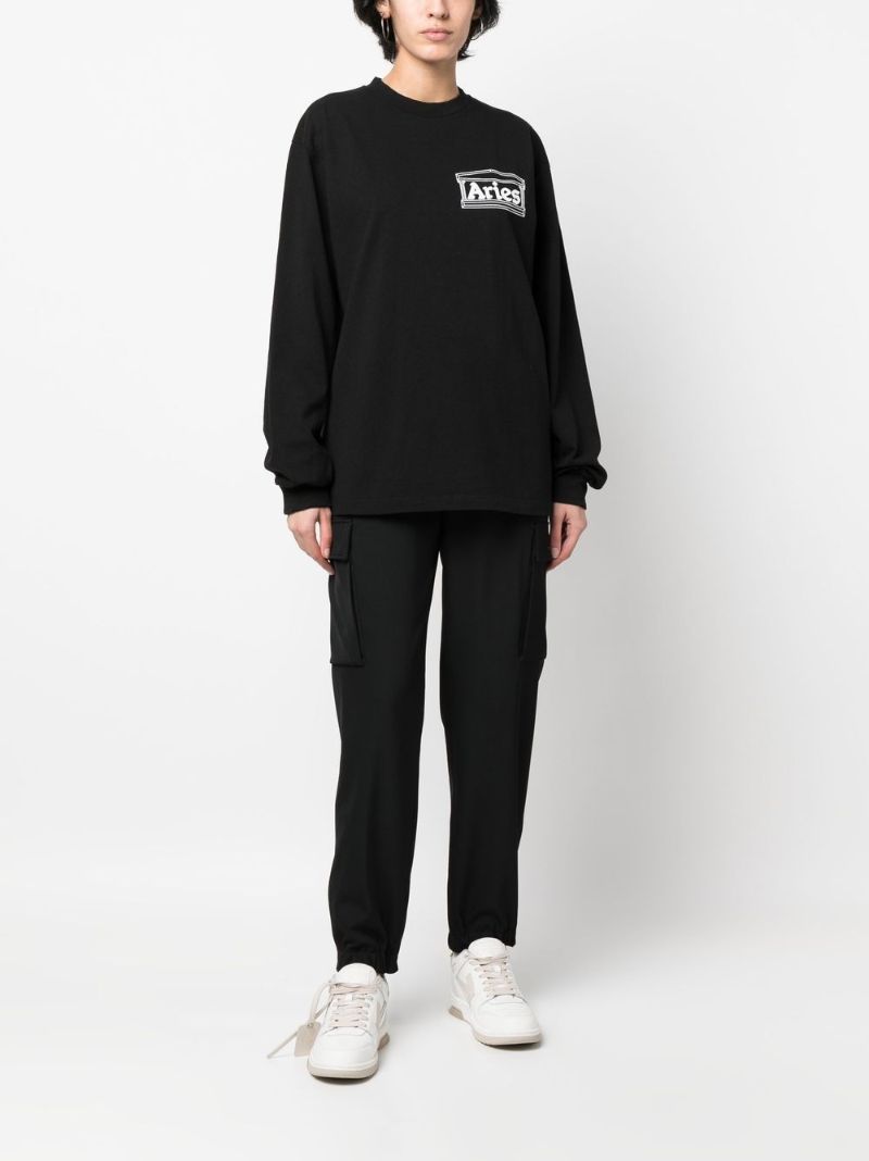 Black Temple Print Long Sleeve T-shirt