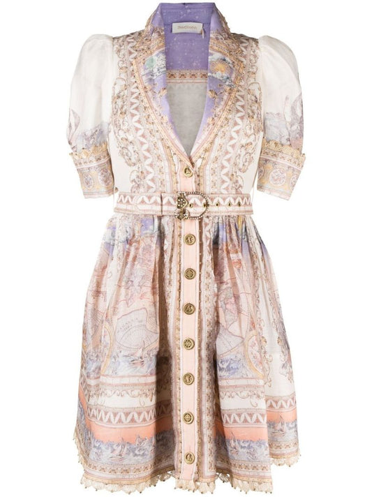 Neutral High Tide Mini Shirt Dress