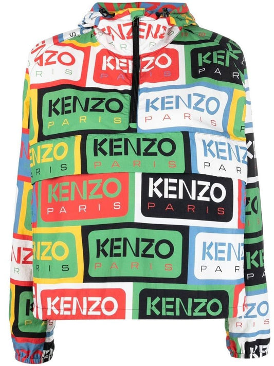 Multicolour Logo Print Hooded Jacket