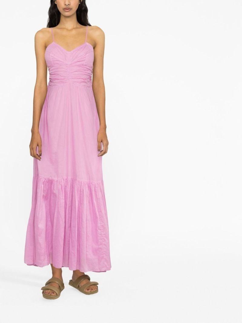 Purple Giana Ruched Organic Cotton Midi Dress