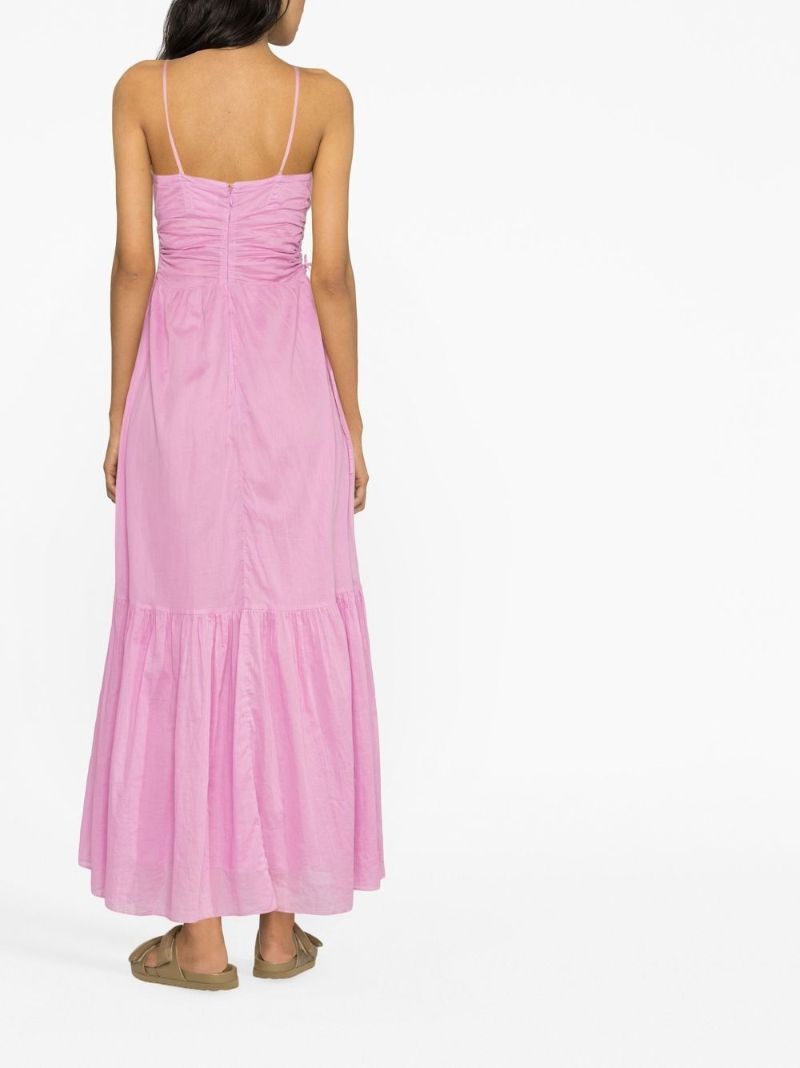 Purple Giana Ruched Organic Cotton Midi Dress