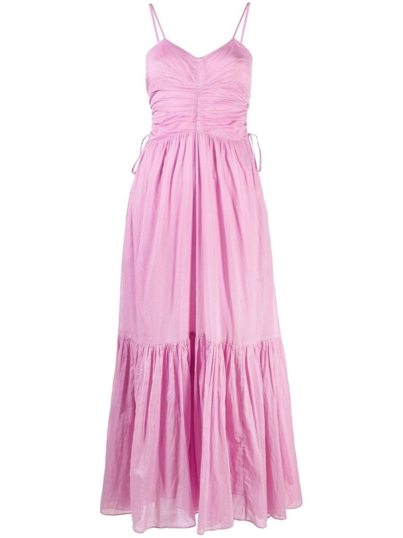 Purple Giana Ruched Organic Cotton Midi Dress