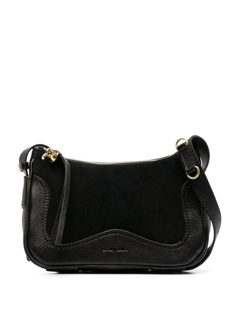 Black Embossed Logo Shoulder Bag