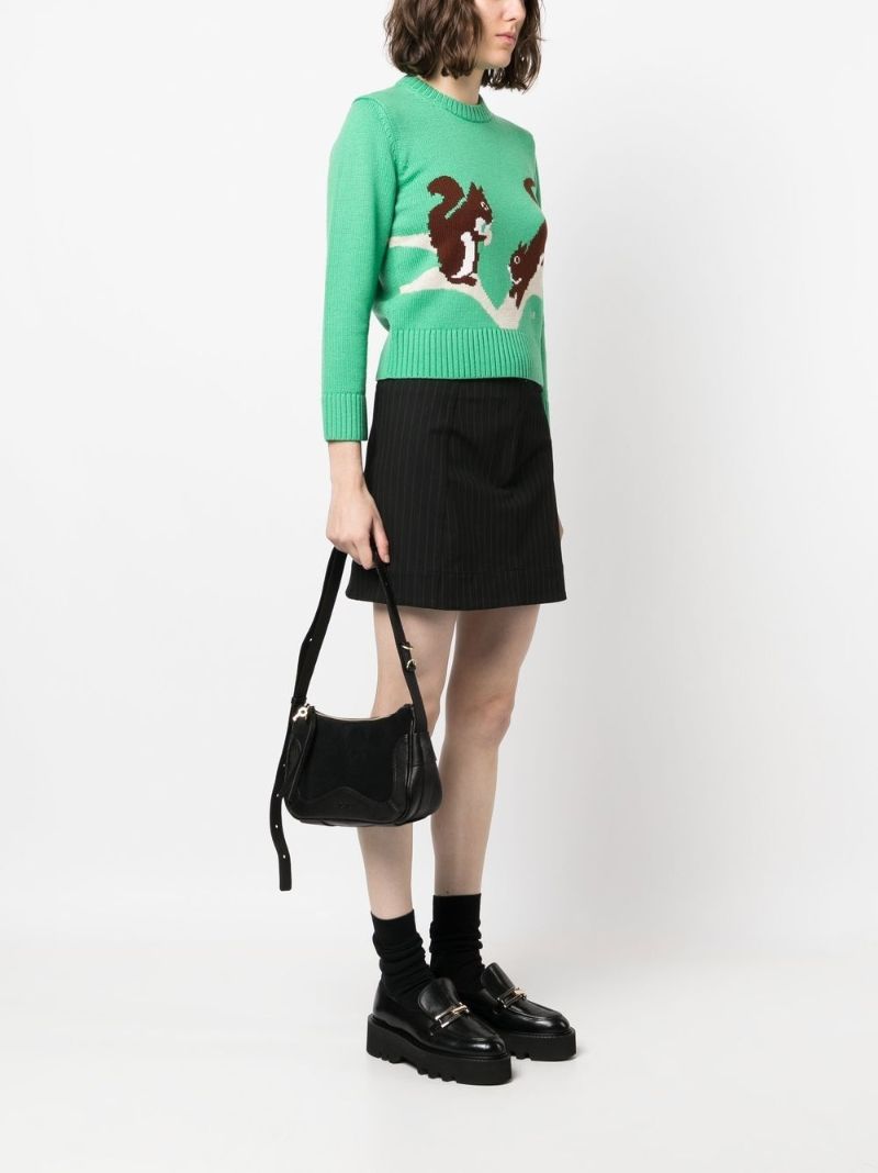 Black Embossed Logo Shoulder Bag