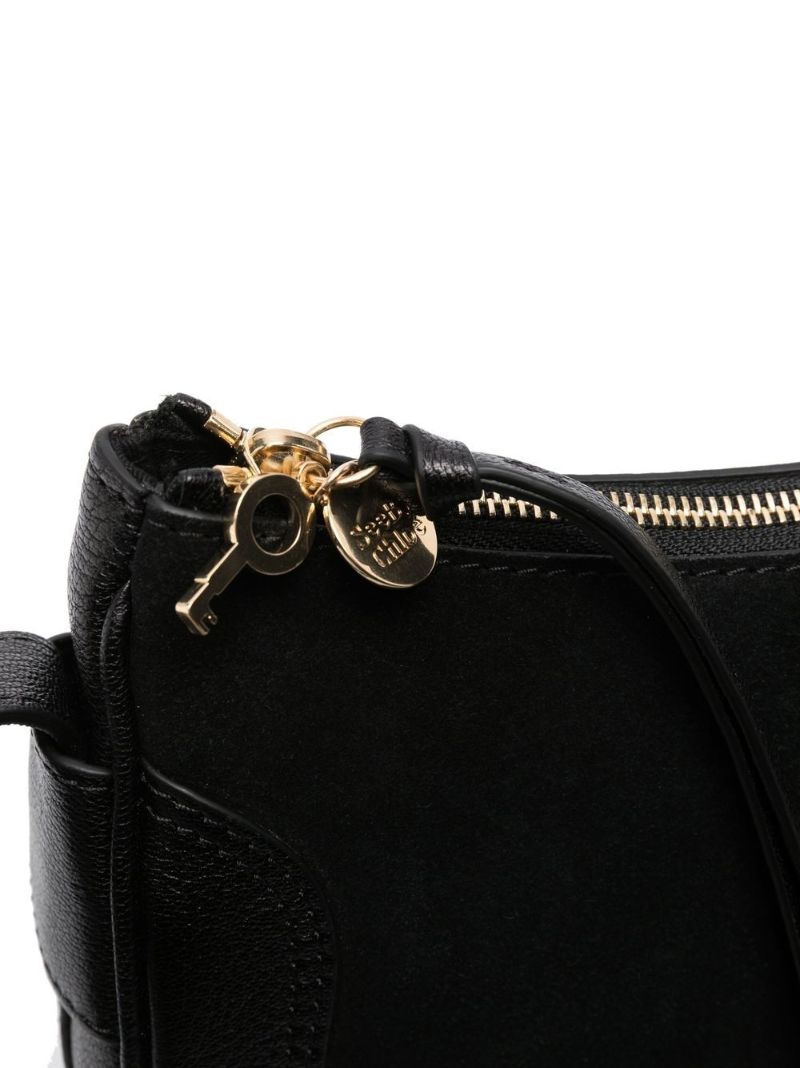 Black Embossed Logo Shoulder Bag