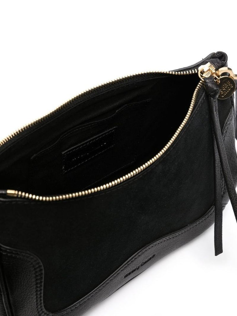 Black Embossed Logo Shoulder Bag