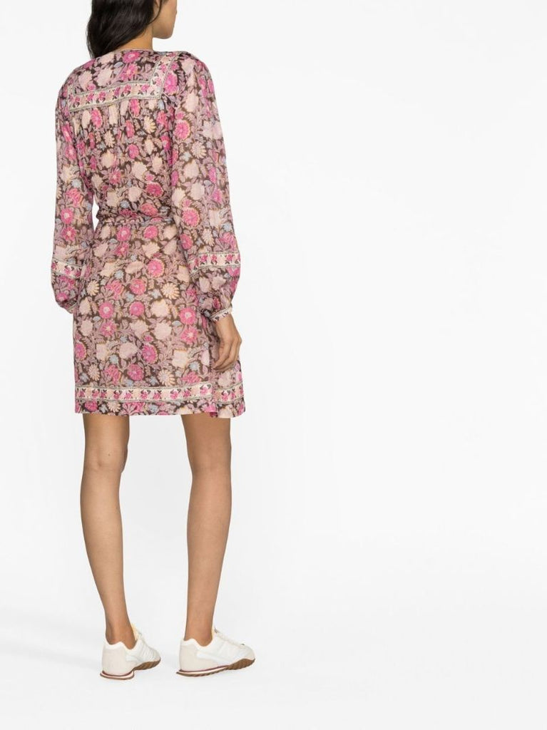 Pink Gilinsia Floral Print Mini Dress